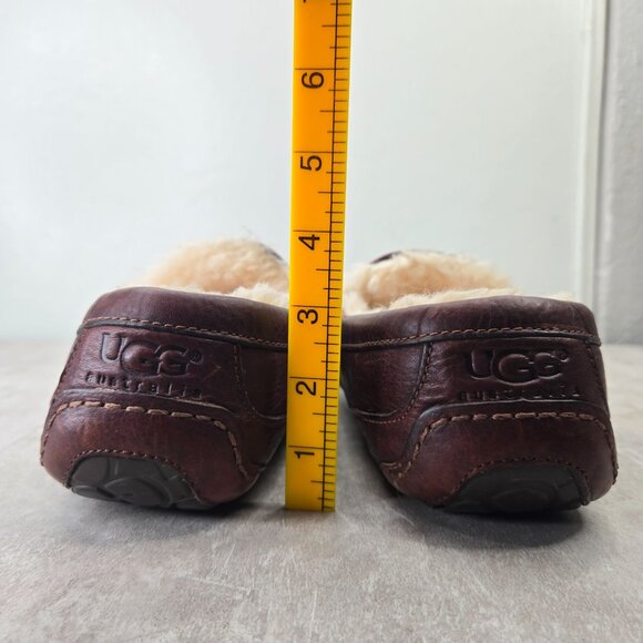 Ugg Slipper Loafers Mens 11 Brown Leather Fur Lined Slip On Comfort Dress Shoes - Picture 4 of 12